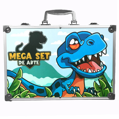 Set Valija Metálica Arte Escolar Didáctico 145 Piezas Dino