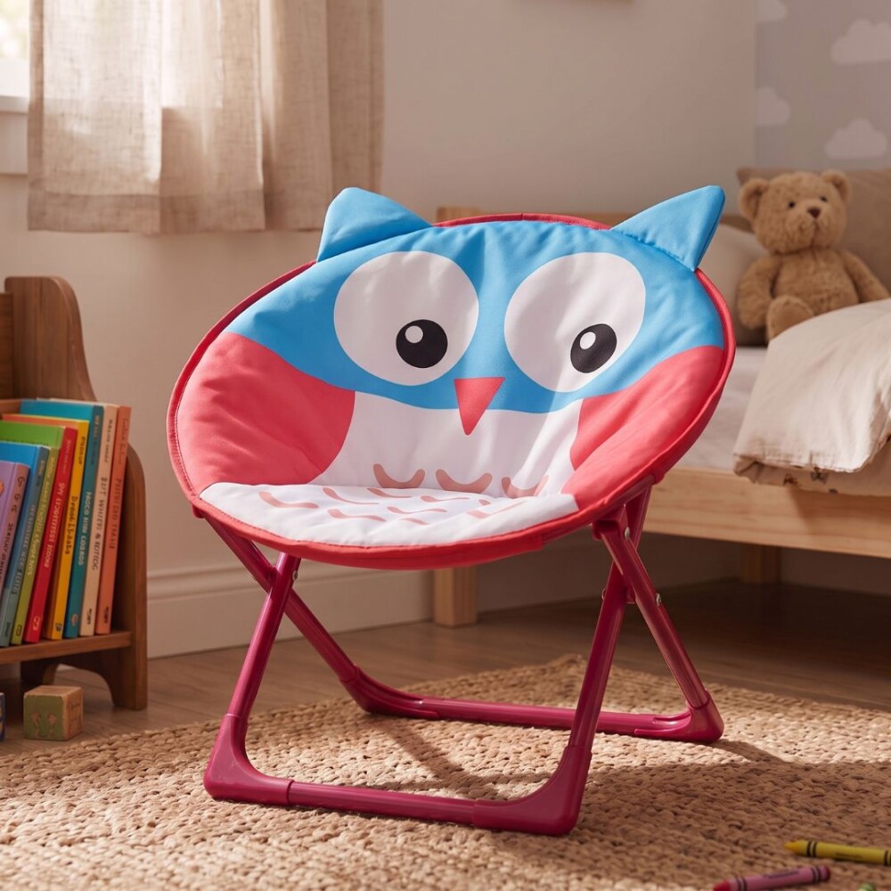 Silla Honguito Infantil Plegable de Metal Búho