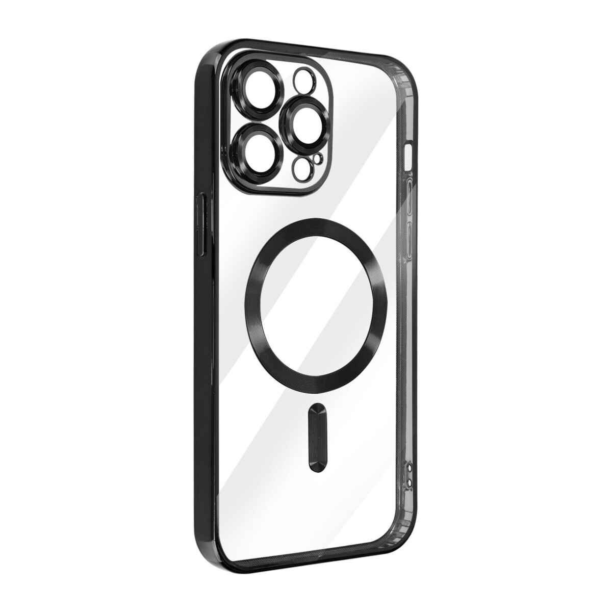 Case Transparente con Carga Inalambrica y Borde de Cromado Iphone 11 Black