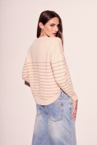 Sweater Rayado Rosa Viejo