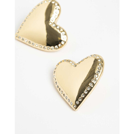 Aros Pasantes Corazón Strass Dorado