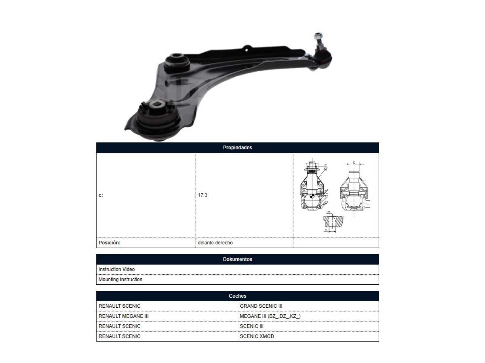 Parilla De Suspension Delantera Renault Megane 08-10 Der 