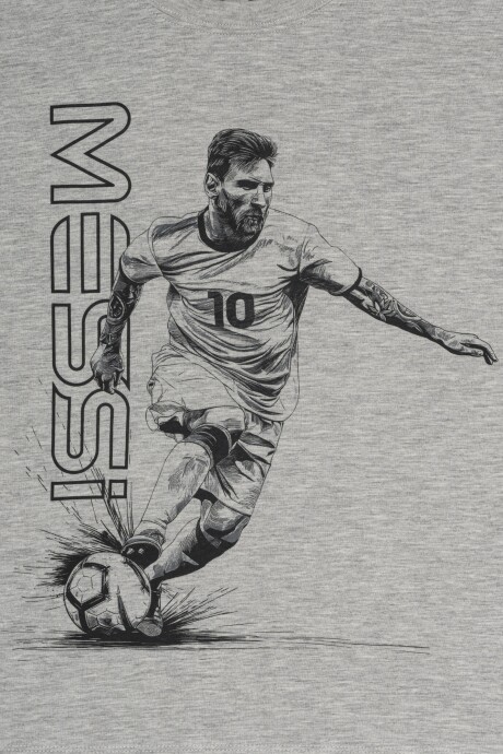 Remera Messi Manga Larga Niño Regular Grey