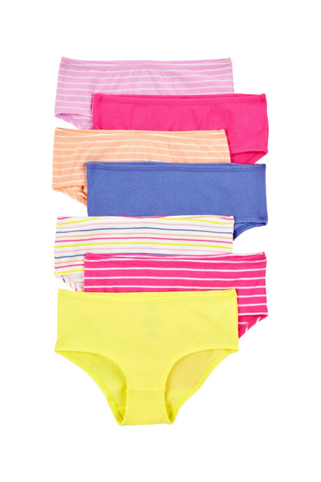 Pack siete bombachas de algodón, coloridas Pack siete bombachas de algodón, coloridas