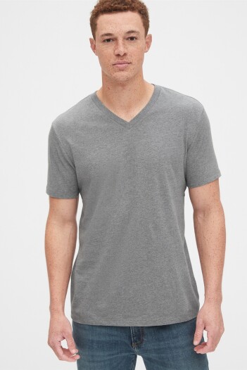 Remera Manga Corta Cuello V Hombre B30 Grey Heather