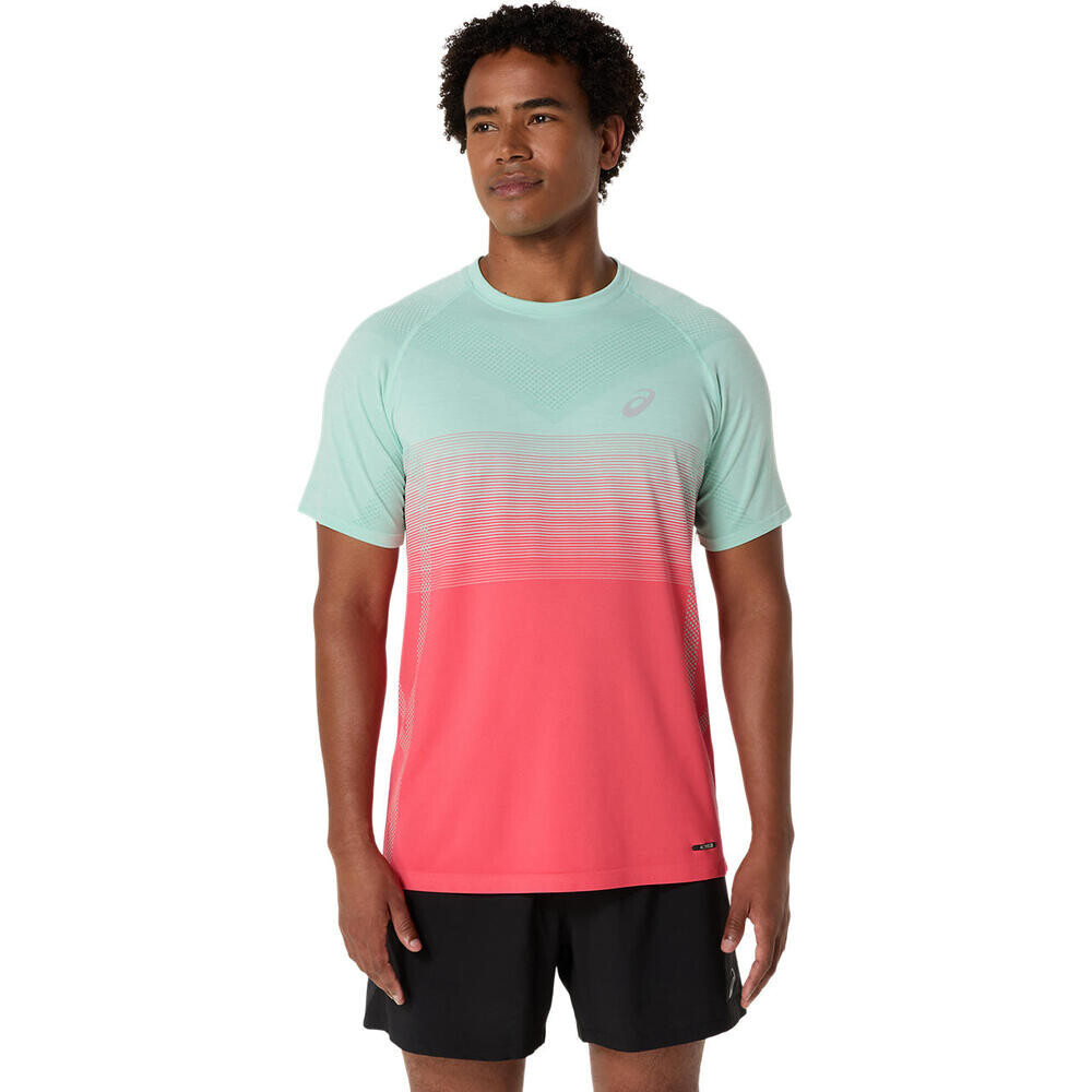 Seamless Ss Top - Hombre Coral Reef/oasis Green