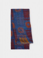 Pañuelo Estampado De Lino Y Algodón azul
