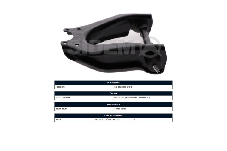 Parilla De Susp Del Effa Plutus/Aujoun Faw Z7 GWM Sailor Orient Ruda Toyota Hilux 89-25 Der/Izq Parilla De Susp Del Effa Plutus/Aujoun Faw Z7 GWM Sailor Orient Ruda Toyota Hilux 89-25 Der/Izq