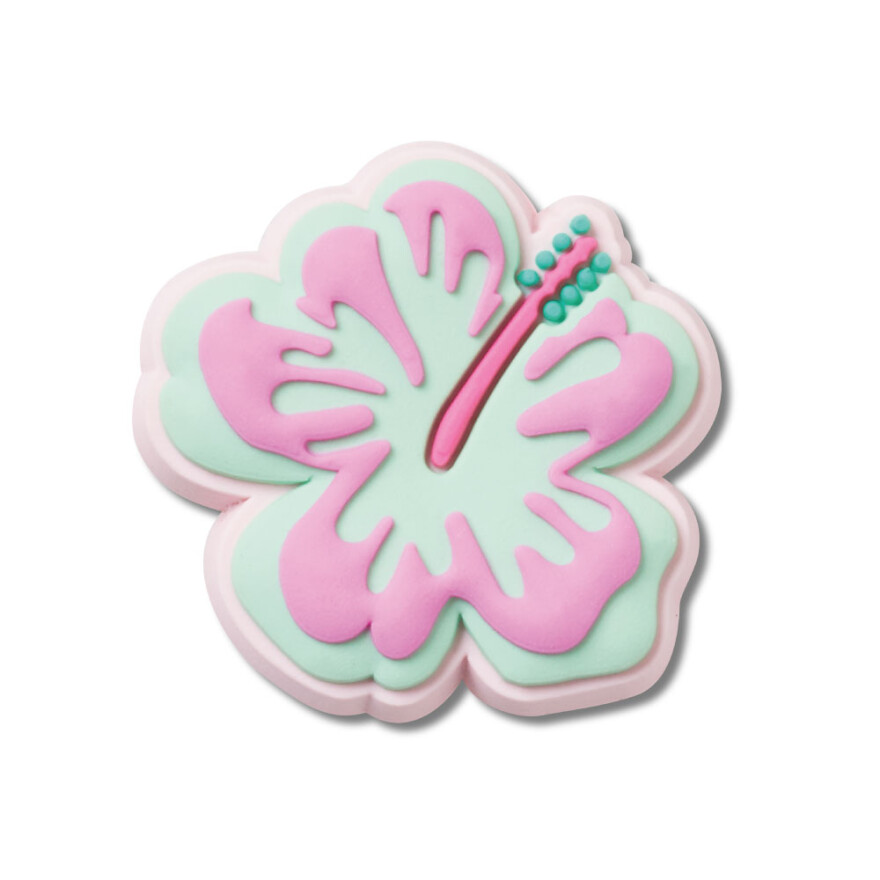 Jibbitz Turquoise and Pink Hibiscus Multicolor