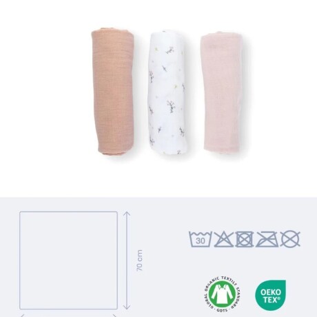 Packx3 Sabanitas Muselina Flower Pink