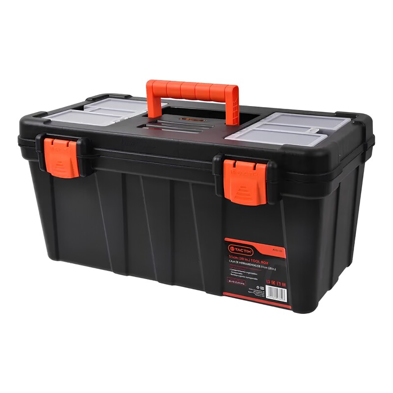 Caja De Herramientas Tactix plástica con cierre y tapa 20 " Caja De Herramientas Tactix plástica con cierre y tapa 20 "