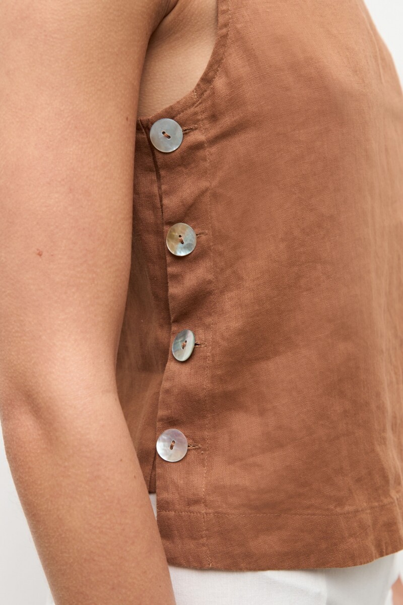 Blusa 100% Lino camel