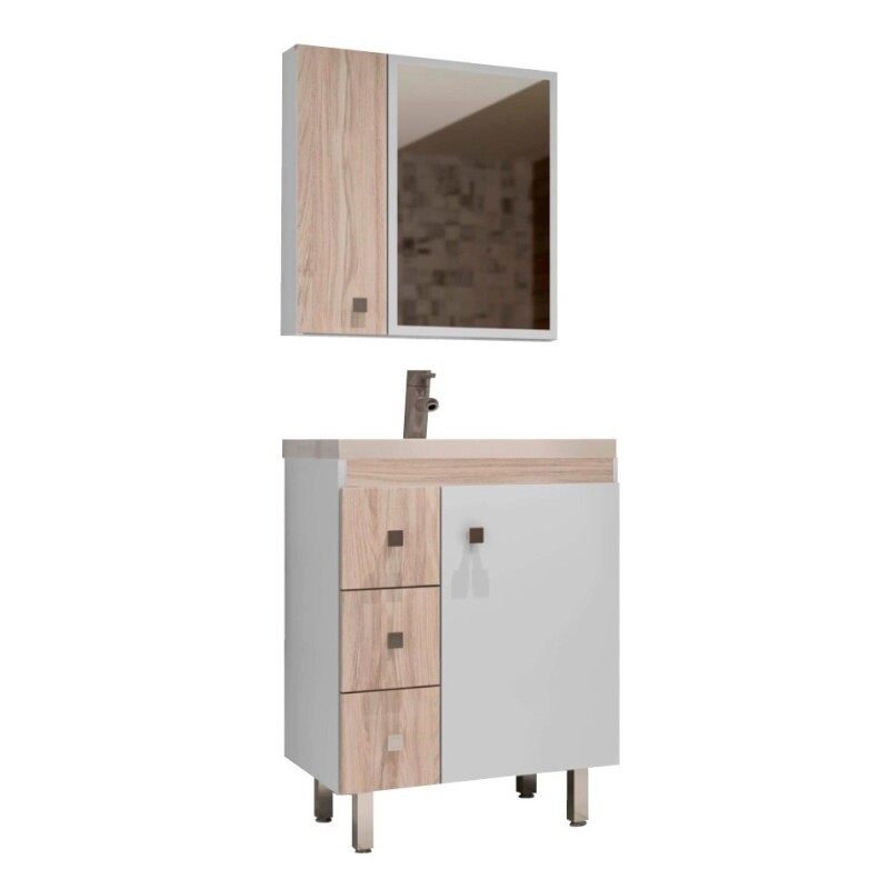 Mueble De Baño Con Bacha Y Espejo 103 NOGEIRA BLANCO Mueble De Baño Con Bacha Y Espejo 103 Nogeira Blanco