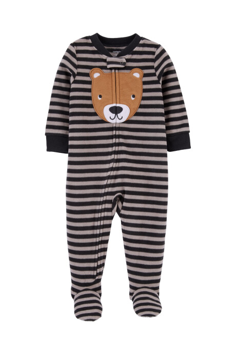 Pijama una pieza de micropolar con pie estampa oso Sin color