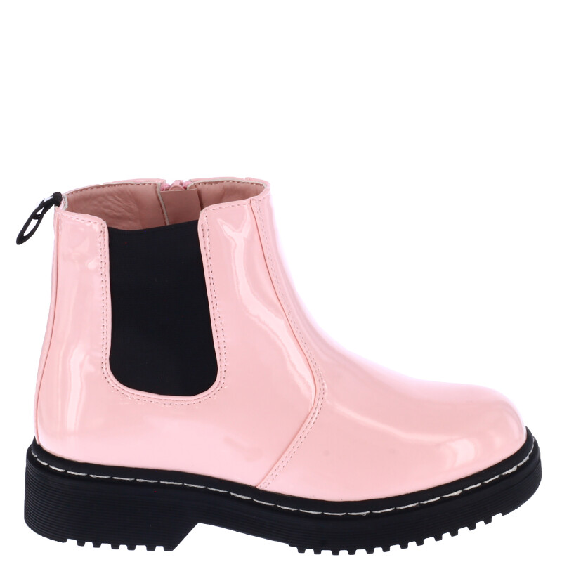 Bota de Niña Mini Miss Carol Bora chelsea POLI de charol y elastico en laterales Rosado