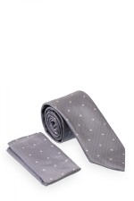 Corbata con pañuelo 8 cm GREY