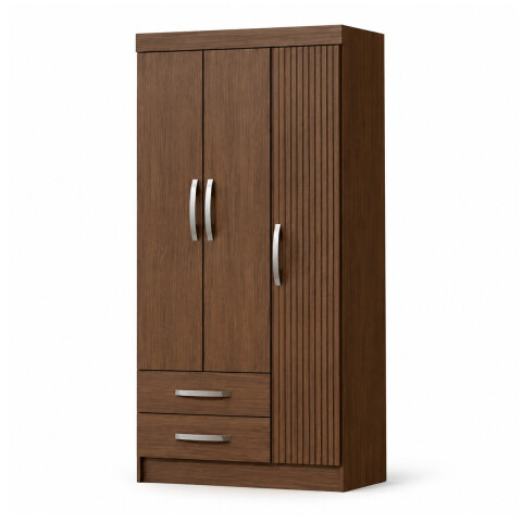 Ropero 3 Puertas 2 Cajones 5 Estantes Terrano Almendra Ropero 3 Puertas 2 Cajones 5 Estantes Terrano Almendra