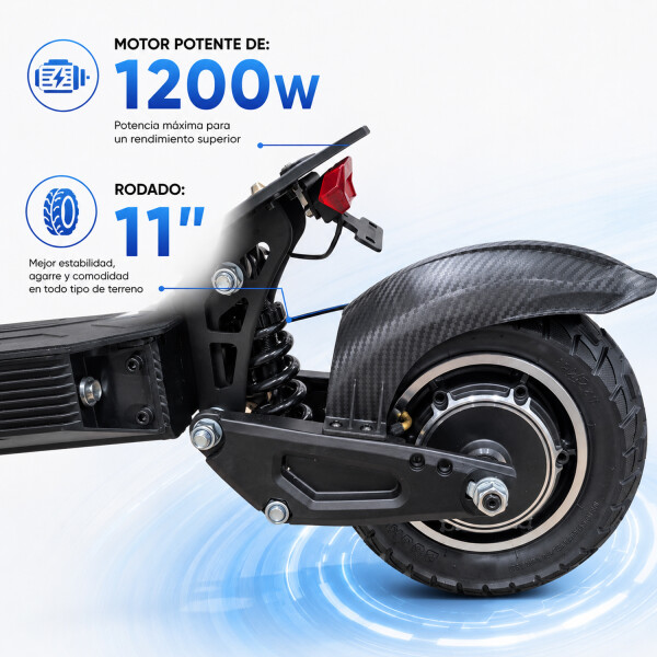 Monopatín Eléctrico Rp511max 11" 1200w 50km/h 150kg MONOPATIN ELECTRICO RP511MAX 11