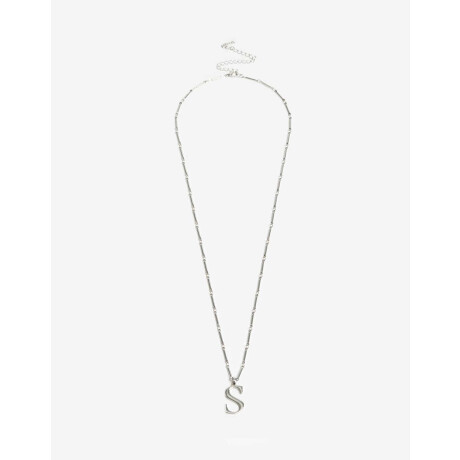 Collar Largo Inicial S Plateado Rodio