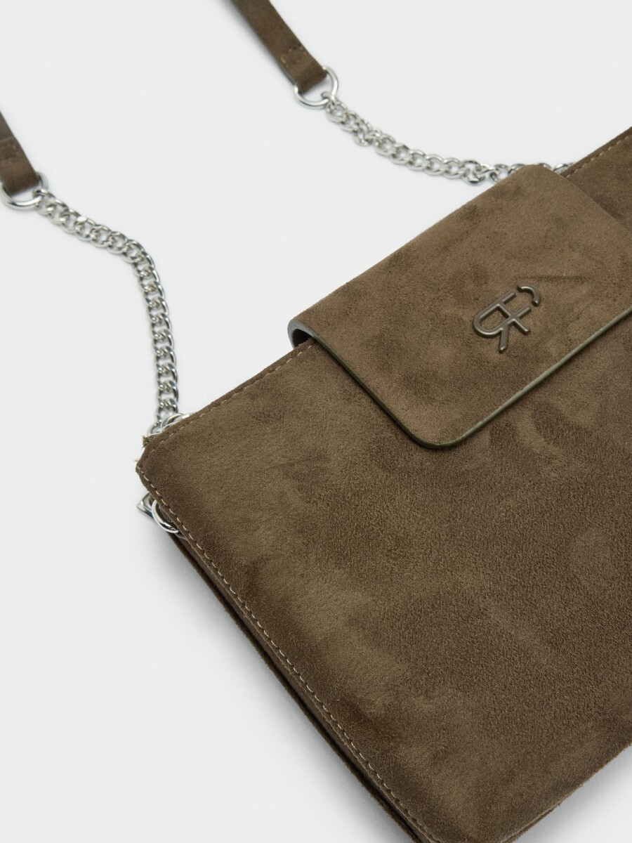 Bolso Bandolera Doble Efecto Piel caqui
