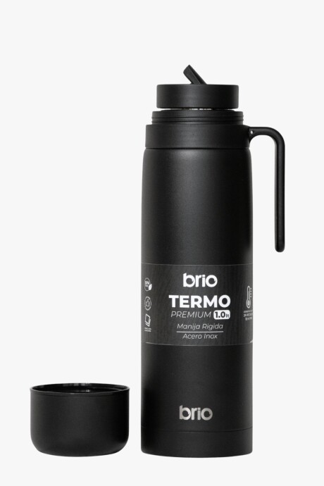 Termo brío premium 1 litro con pico cebador en acero inox Negro