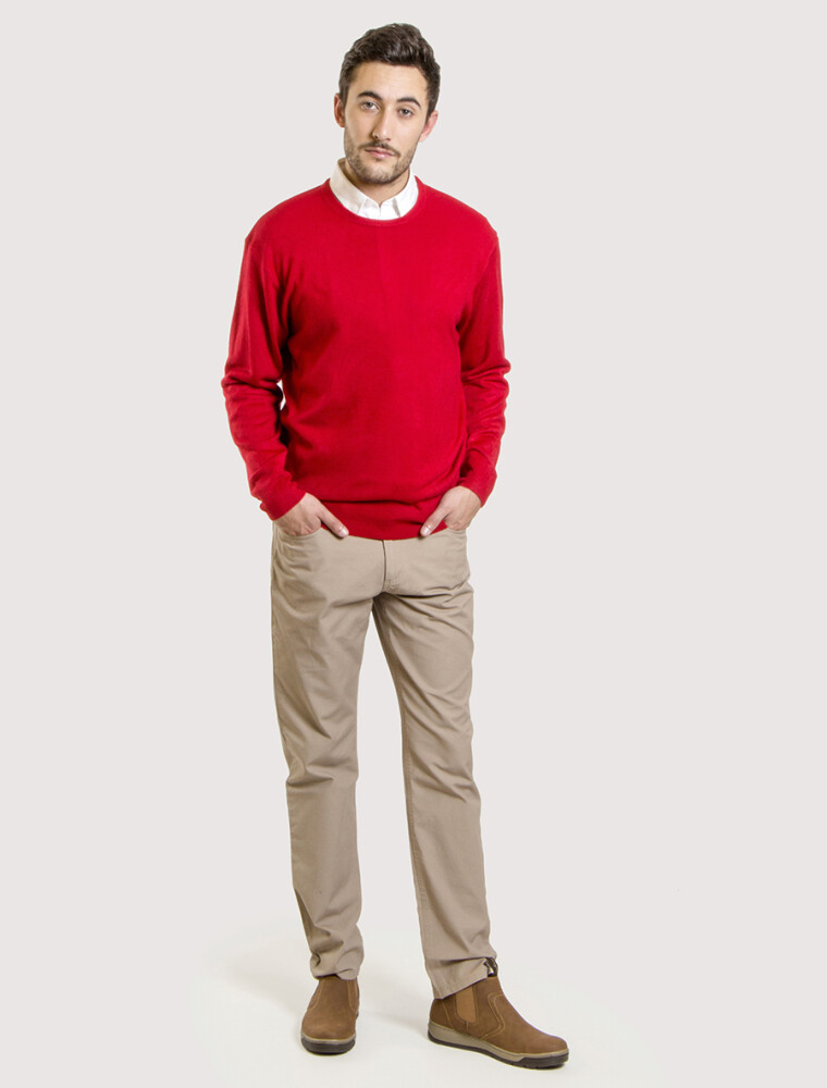 Buzo Cashmere Cuello Base Rojo