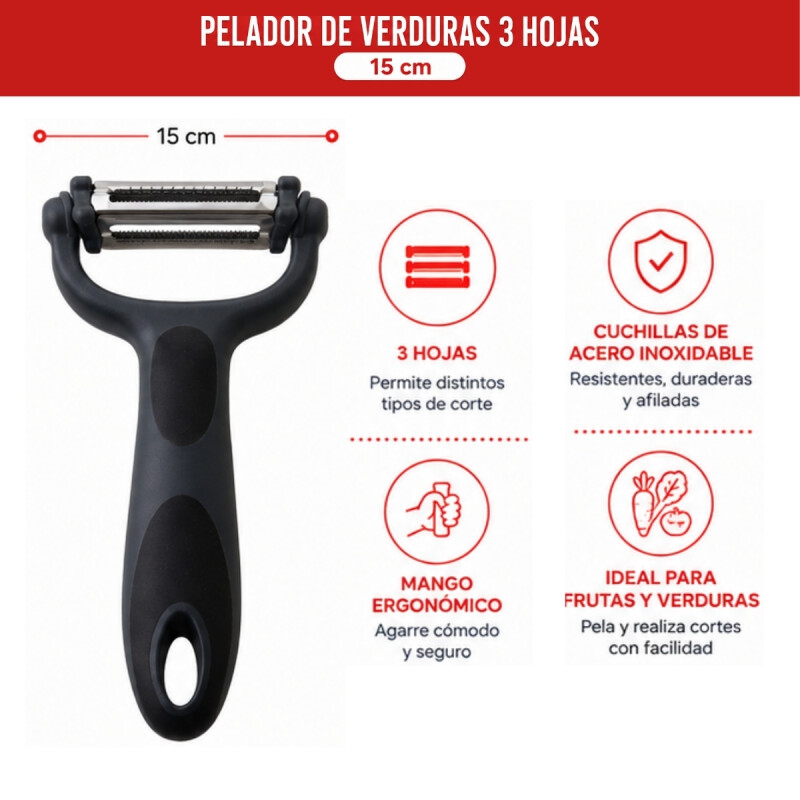 Pelador 3 hojas 15cm INOX