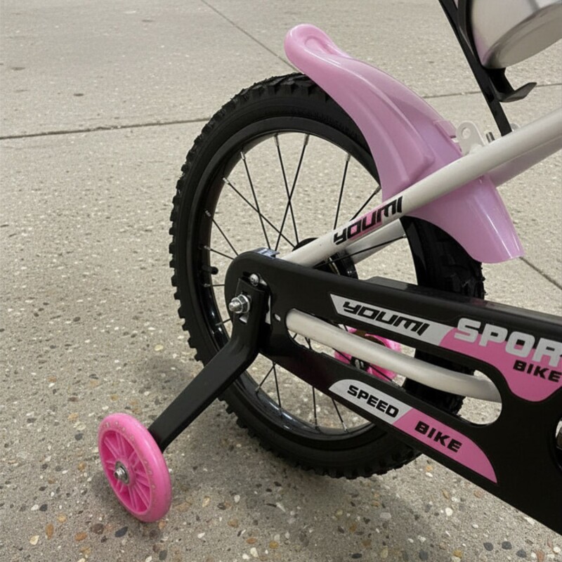 Bicicleta Urbana Infantil Rodada 16 Con Rueditas y canasto Rosa