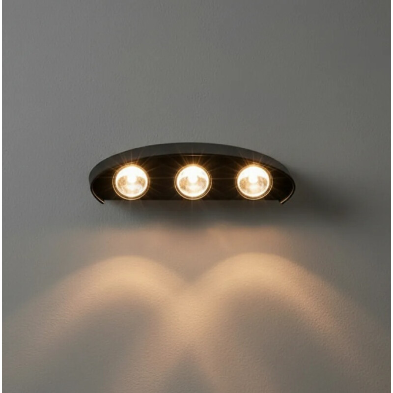 Aplique Bidireccional Exterior Jardín Led Integrado 6x2w Negro