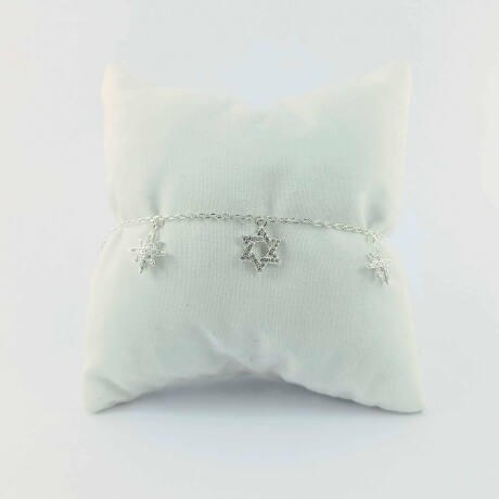 Pulsera de plata 925 con dijes y circonias. Estrellas. Pulsera de plata 925 con dijes y circonias. Estrellas.
