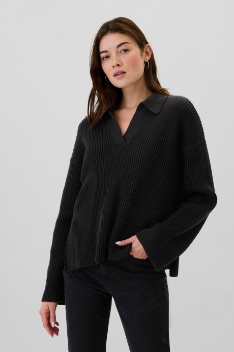 Buzo Tipo Polo Mujer True Black