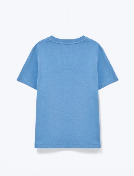 CAMISETA DE NIÑO MANGA CORTA ESTAMPADA CELESTE