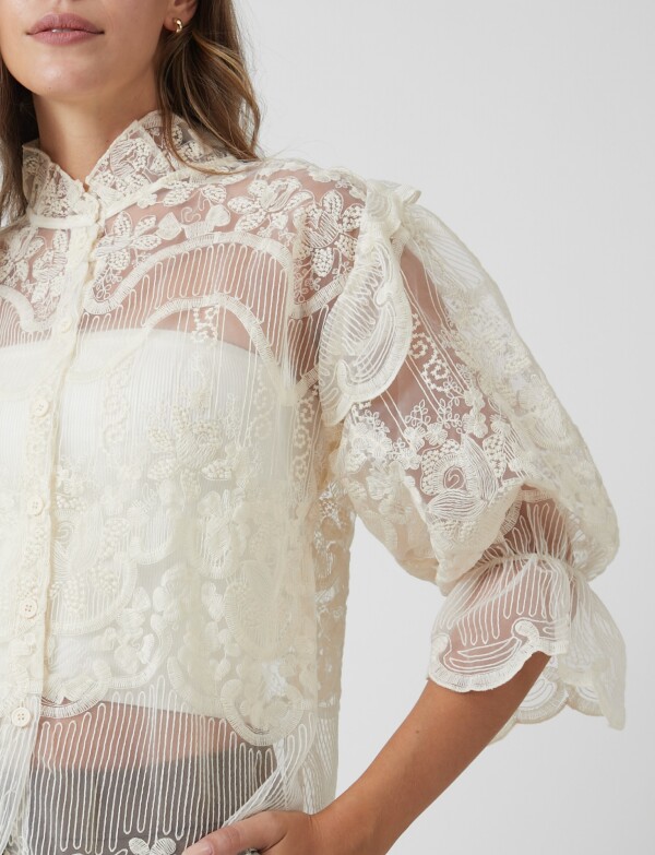 Blusa Tul Bordado BEIGE CLARO