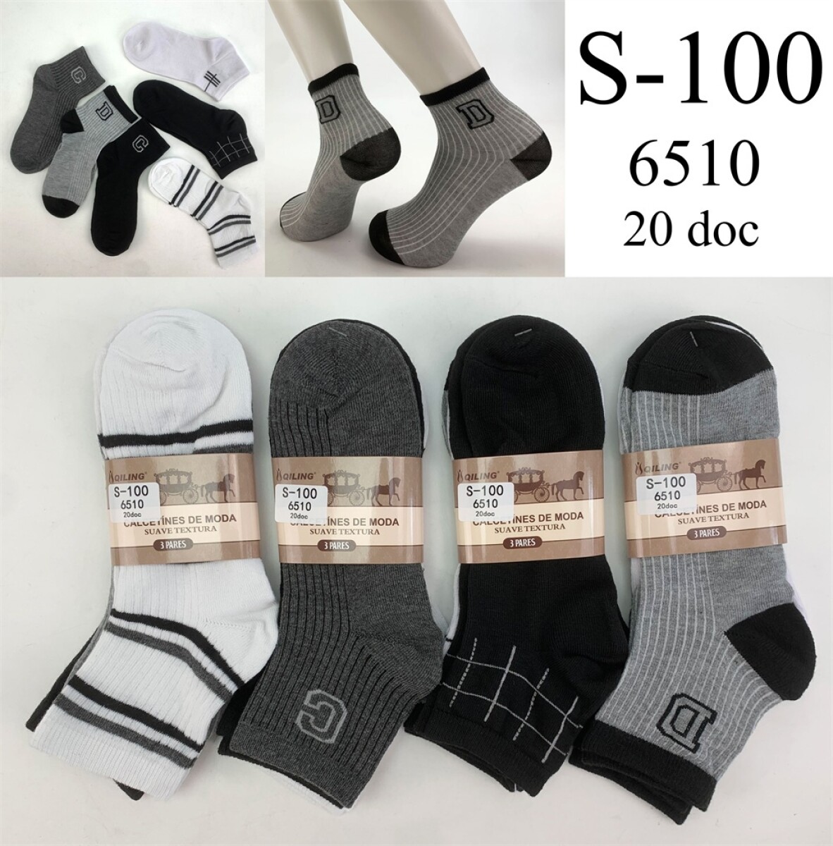 Media de hombre Qiling pack x3 P/CAJ - N/a 