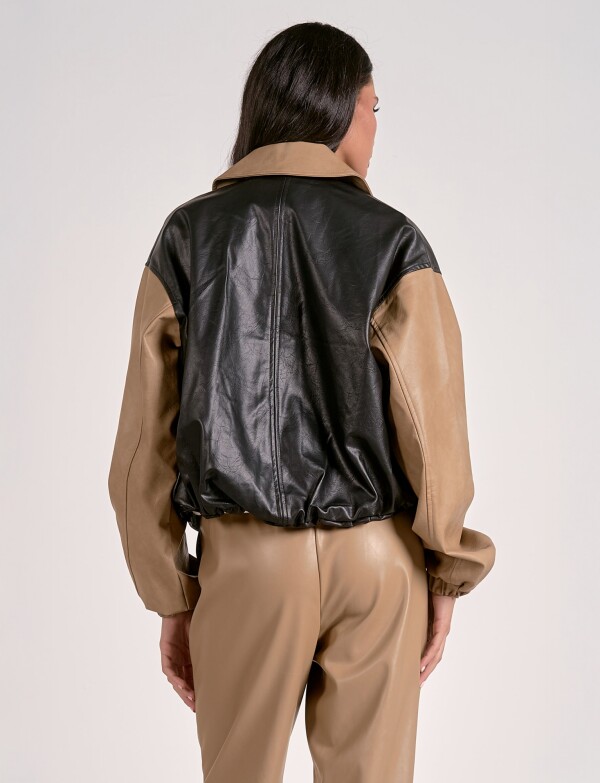 Campera Bomber NEGRO/TOSTADO