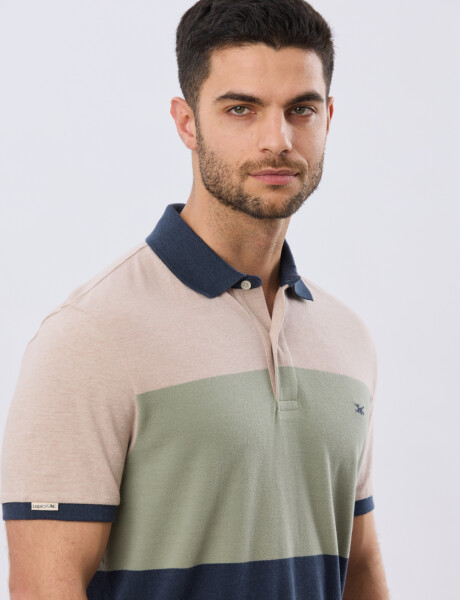 REMERA POLO RAYADA PIQUÉ Verde