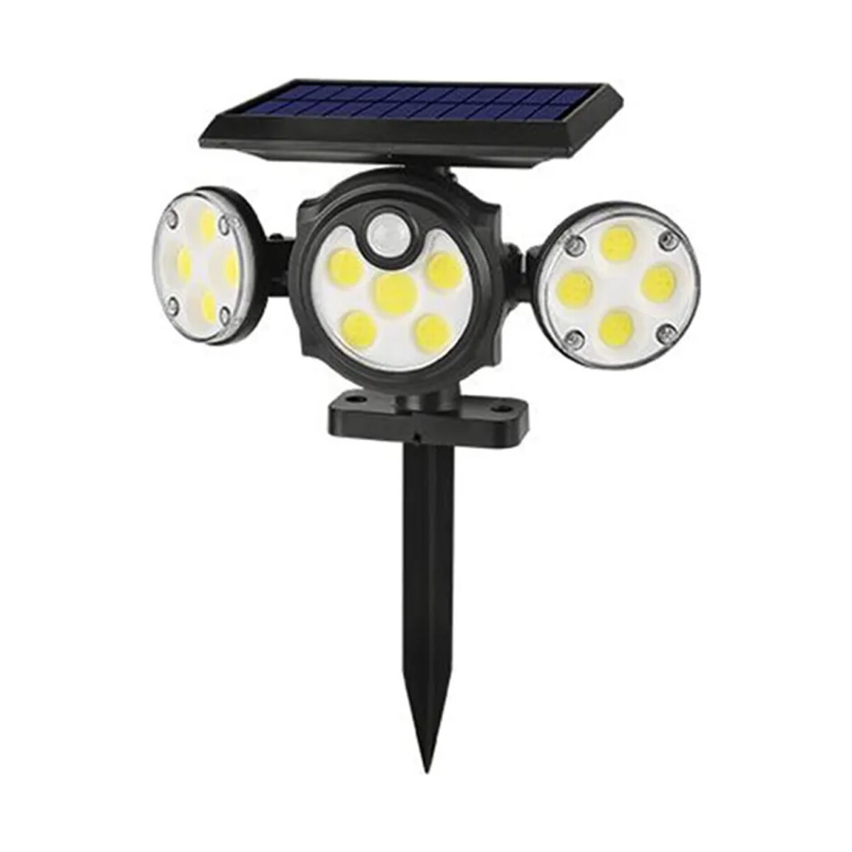 Foco Solar LED Pinche Exterior 5.5V 3 Paneles c/Sensor Mov - Negro 