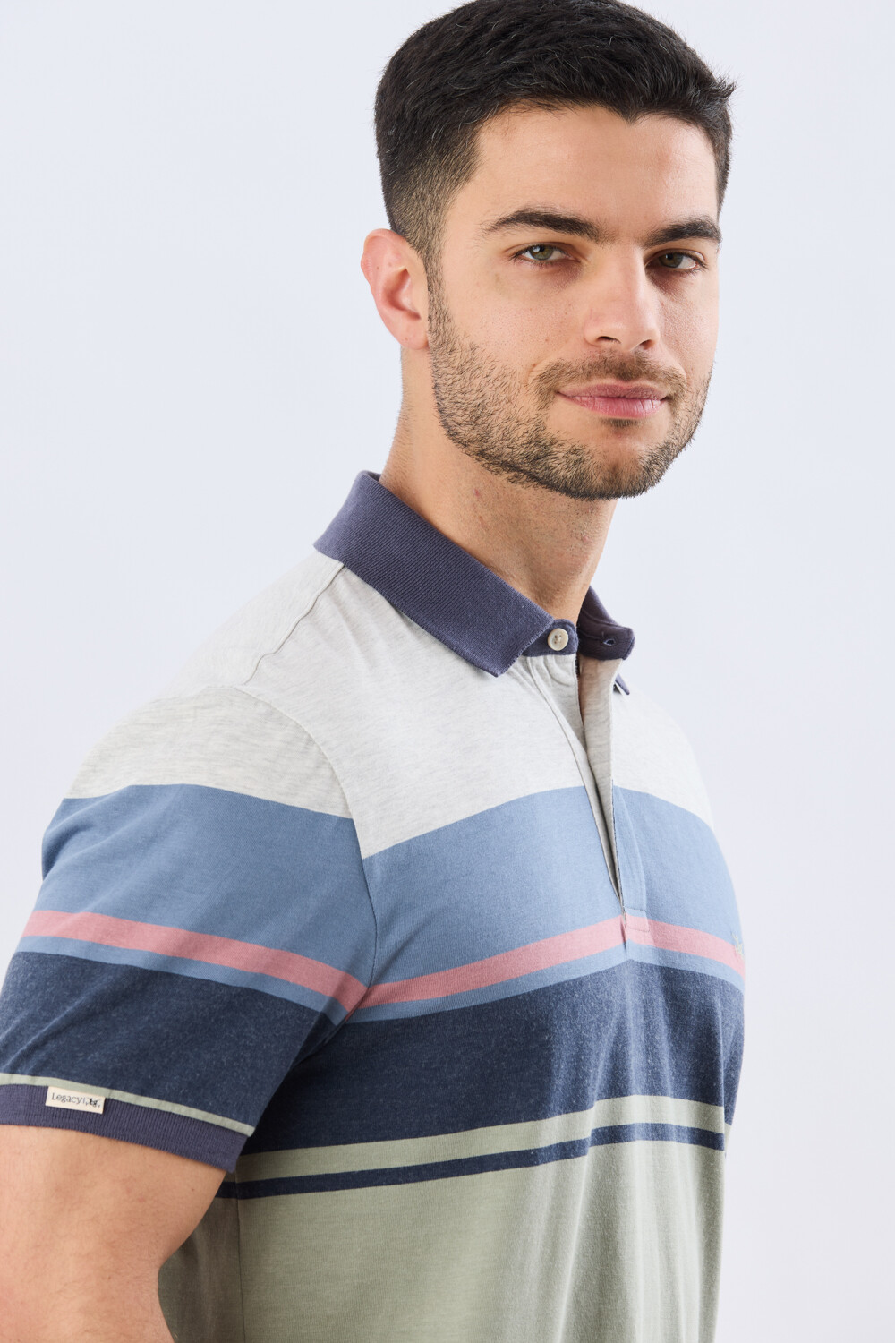 REMERA POLO RAYADA JERSEY Blanco