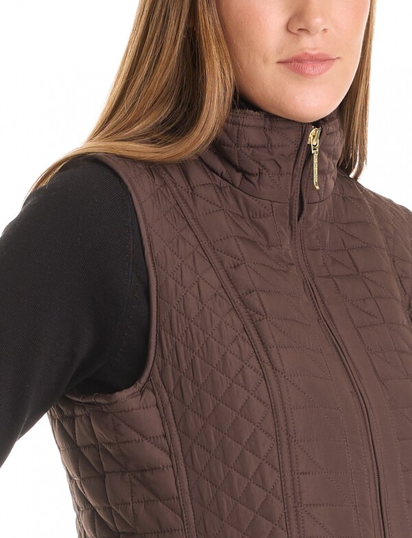 Chaleco Capitoneado Con Forro En Símil Piel MARRON