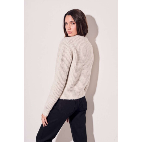 Sweater Medio Cierre Beige Melange
