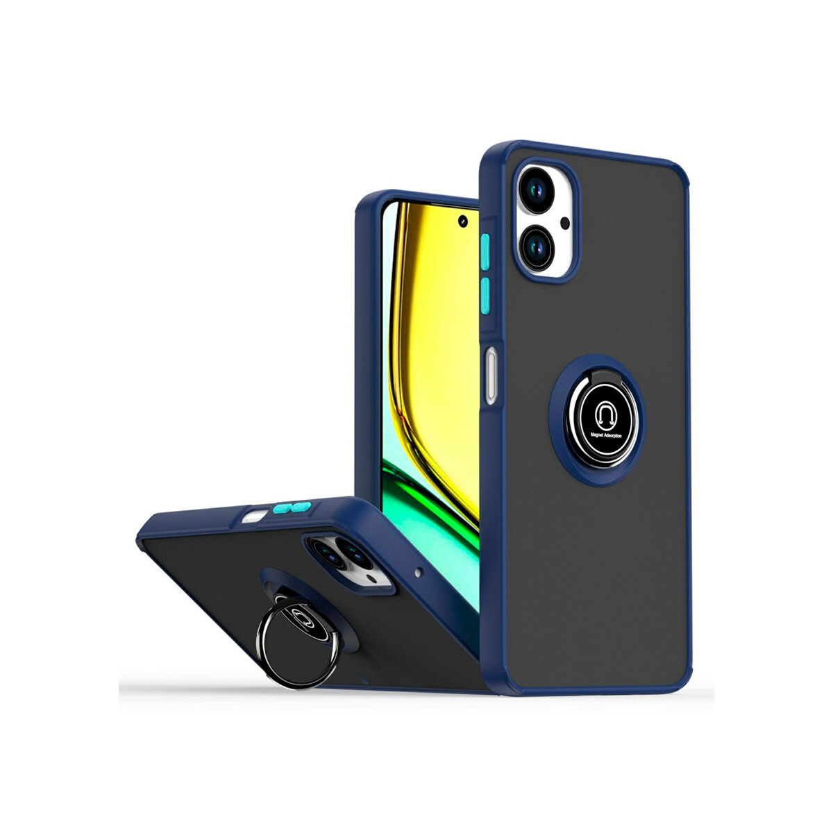 Protector para Samsung Galaxy A06 con anillo bordes azul 
