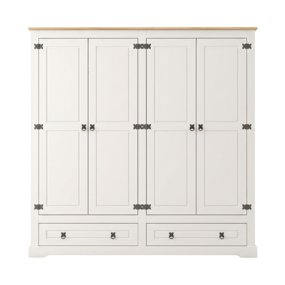 Ropero 4 puertas 2 Cajones Madera - Linea mexicana Blanco