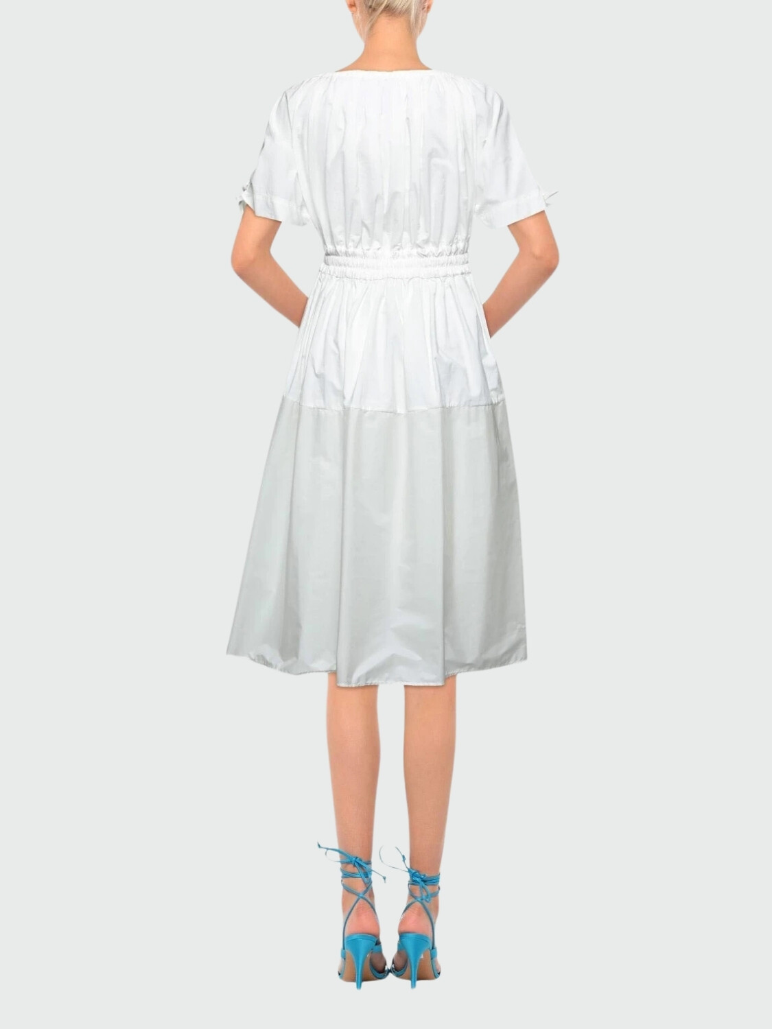 Vestido de algodón con cintura ajustable Blanco