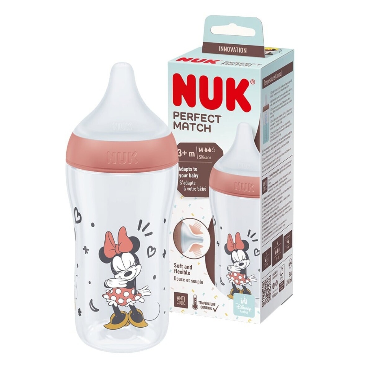 Mamadera Nuk Perfect Match 260 Ml. Minnie Rojo 
