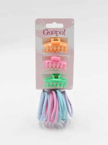 PACK COLEROS Y PINZAS X 15 MULTICOLOR
