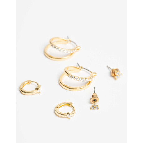 Set De Aros Cubic Zirconia Dorado