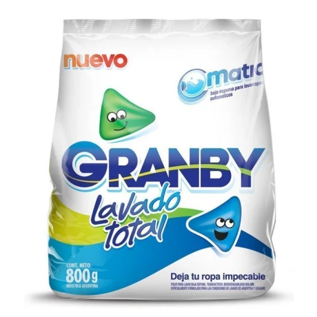 DETERGENTE POLVO GRANBY MATIC 800 GR LAVADO TOTAL DETERGENTE POLVO GRANBY MATIC 800 GR LAVADO TOTAL