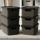 Set x6 Cajas organizadoras con tapa 16 lts NEGRO