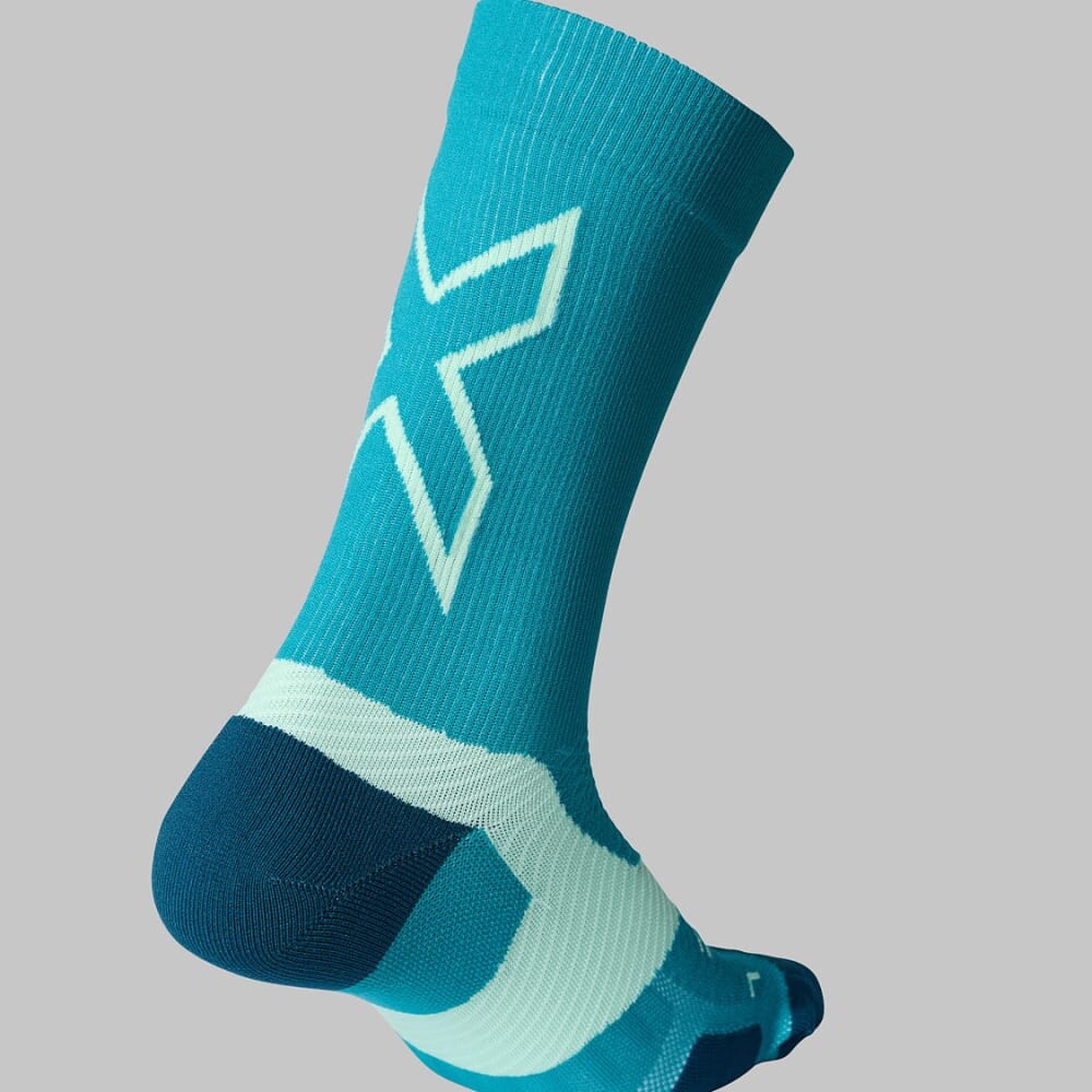Vectr Light Cushion Crew Socks - Unisex Slate Green/digital Mint
