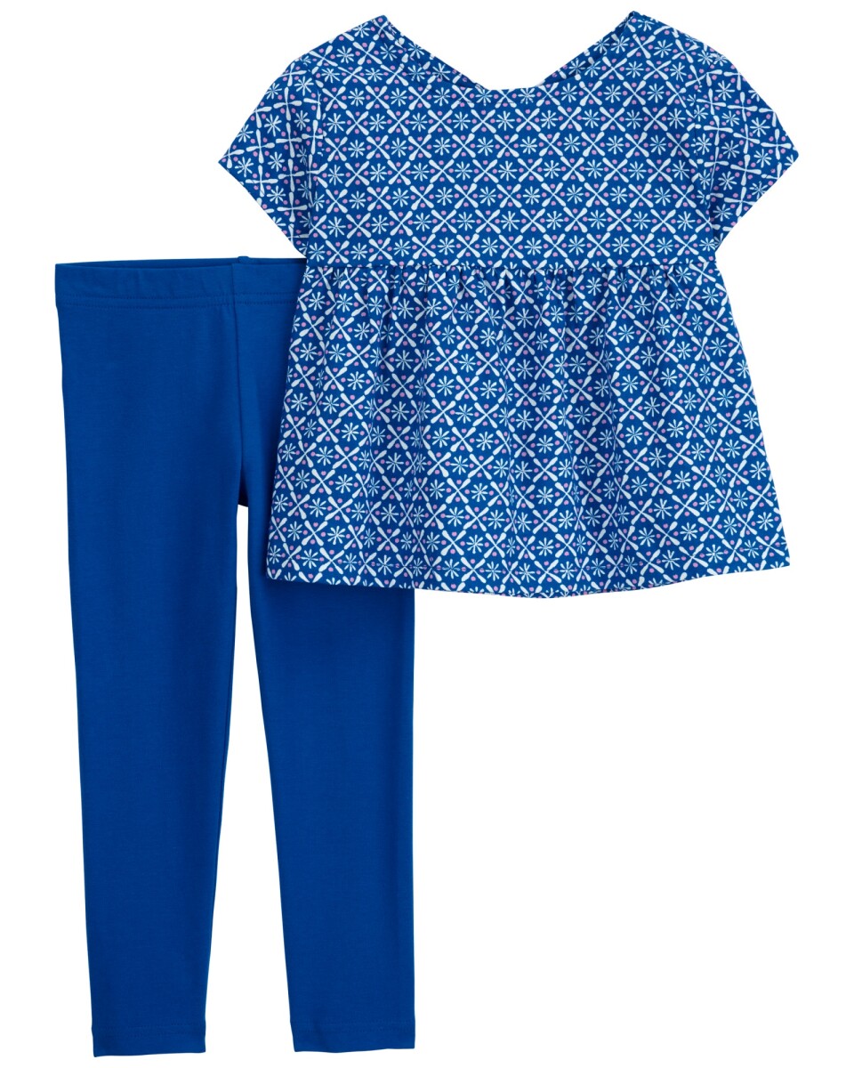 Set dos piezas de algodón, calza y blusa diseño floral 